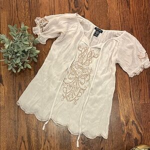 Boho Cream Embroidered Top